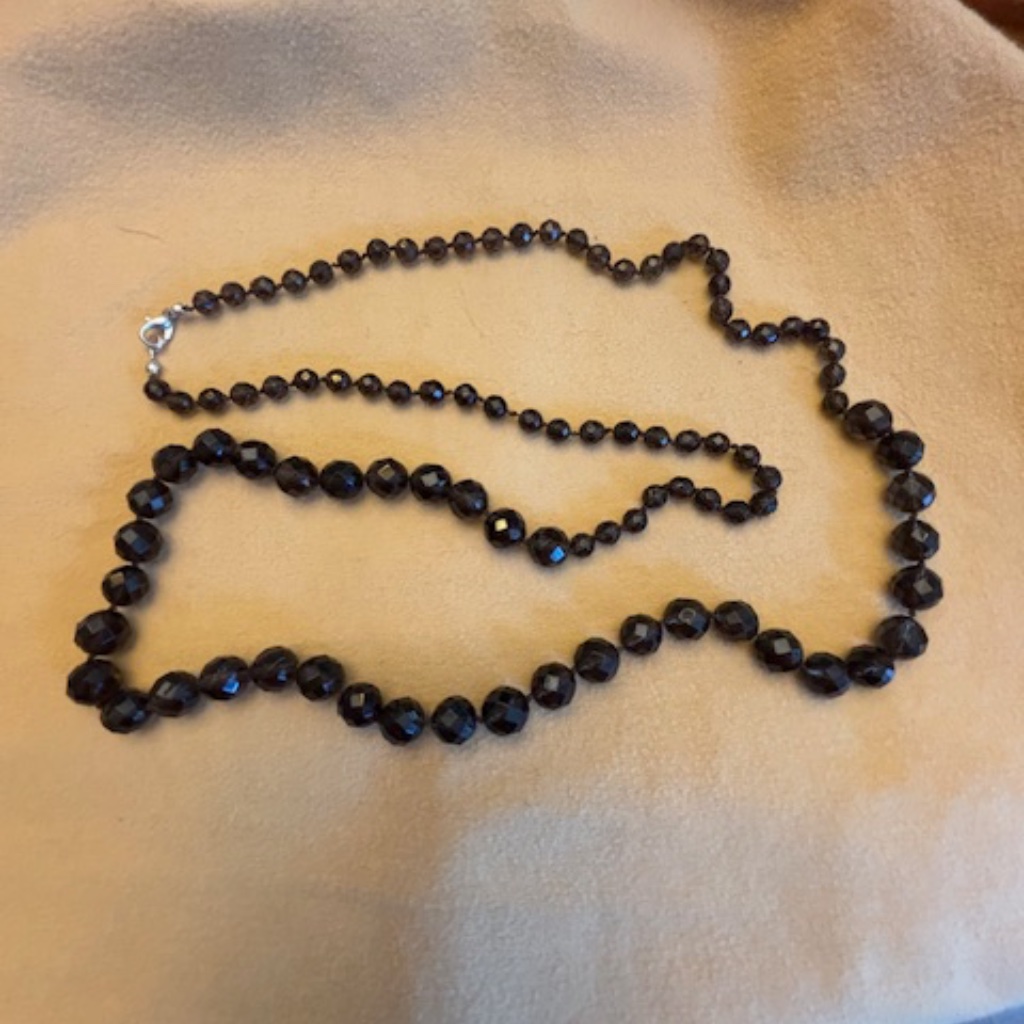 Vintage Smoky Quartz Faceted Graduated Bead, Pearl Knotted-Nice!